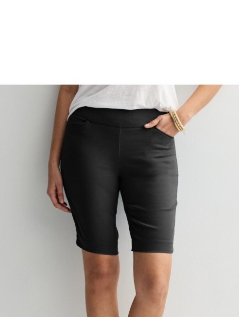 Women’s Black Stretch Bermuda Shorts